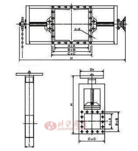 手動方形插板閥結構圖